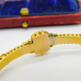 Victorian Etruscan Style 15ct Yellow Gold Seed Pearl Bangle Bracelet c1860