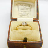 9ct Yellow Gold & 0.15ct Diamond Set Solitaire Ring Vintage c1990 Sheffield
