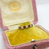 9ct Yellow Gold, Garnet & Paste Set Half Eternity Ring 1981 Birmingham Vintage