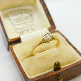 9ct Yellow Gold & 0.15ct Diamond Set Solitaire Ring Vintage c1990 Sheffield