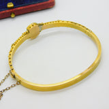 Victorian Etruscan Style 15ct Yellow Gold Seed Pearl Bangle Bracelet c1860