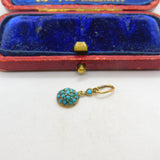Edwardian 9ct Rose Gold & Pave Set Turquoise Small Drop Pendant c1910 Antique