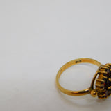 9ct Yellow Gold Bohemian Garnet Floral Cluster Ring Vintage c1970