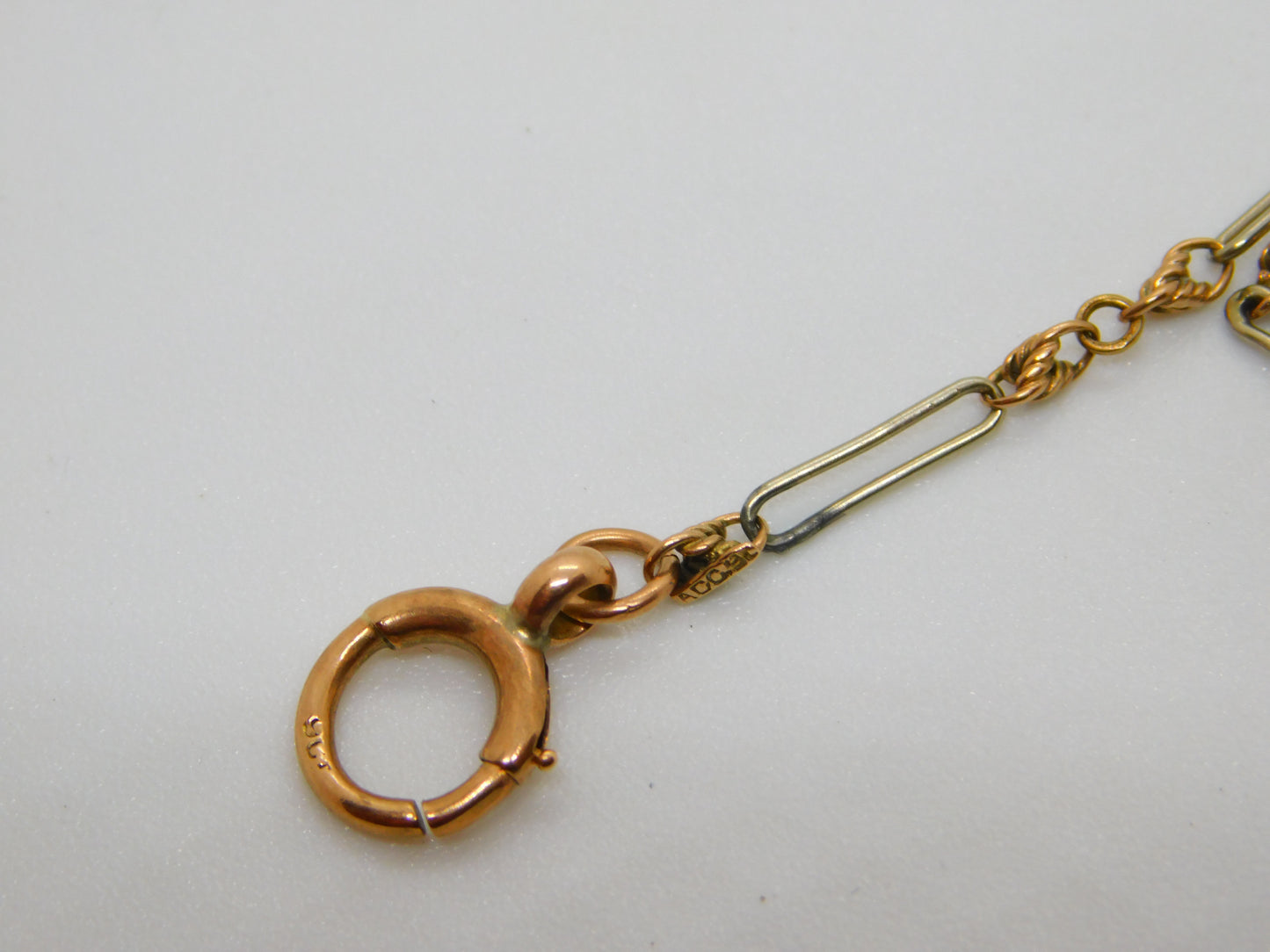 9ct Gold Albert Watch Chain Trombone Link 34.0cm 13.3" Antique Victorian