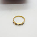 9ct Yellow Gold, Garnet & Paste Set Half Eternity Ring 1981 Birmingham Vintage