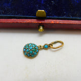 Edwardian 9ct Rose Gold & Pave Set Turquoise Small Drop Pendant c1910 Antique