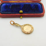 9ct Rose Gold Floral Pattern Hand Mirror Charm Pendant Vintage c1960
