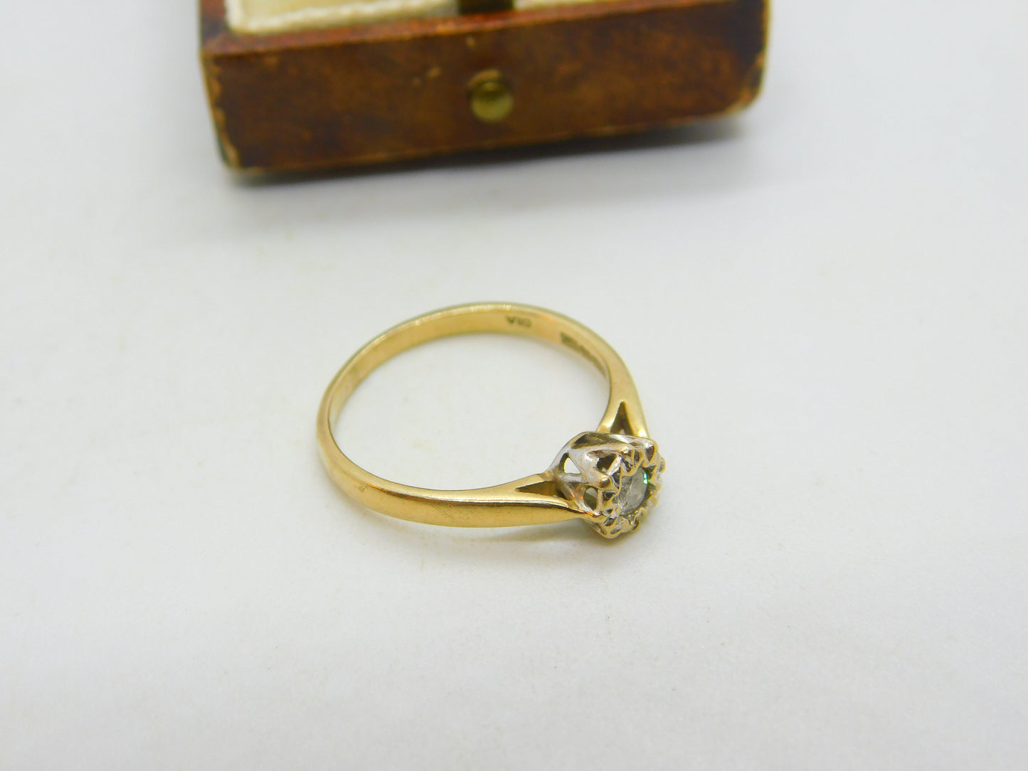 9ct Yellow Gold & 0.15ct Diamond Set Solitaire Ring Vintage c1990 Sheffield