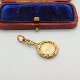 9ct Rose Gold Floral Pattern Hand Mirror Charm Pendant Vintage c1960