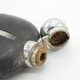 Victorian Sterling Silver, Leather & Glass Stirrup Cup Hip Flask Antique 1894 London