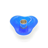 Meka Danish Sterling Silver & Blue Guilloche Enamel Candlestick c1920 Art Deco