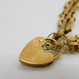 9ct Yellow Gold Gate Link Charm Bracelet Heart Lock Clasp 1977 London Vintage