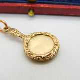 9ct Rose Gold Floral Pattern Hand Mirror Charm Pendant Vintage c1960