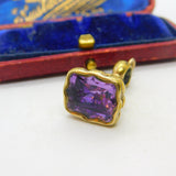 Victorian Rolled Gold & Carved Amethyst Monogram Intaglio Fob Seal c1860 Antique