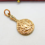 9ct Rose Gold Floral Pattern Hand Mirror Charm Pendant Vintage c1960