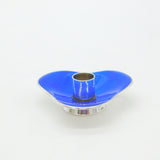 Meka Danish Sterling Silver & Blue Guilloche Enamel Candlestick c1920 Art Deco