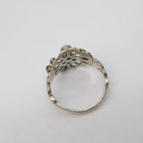 Austro-Hungarian Sterling Silver Cabochon Stone Set Floral Ring Antique c1910