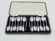 Victorian Sterling Silver Floral Teaspoon & Tongs Set Antique 1898 Sheffield