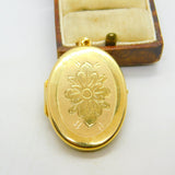 9ct Yellow Gold Floral Pattern Sweetheart Locket Vintage 1982 Birmingham