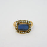 George III 15ct Yellow Gold, Seed Pearl & Locket Mourning Ring Antique c1820