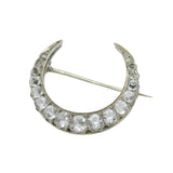 19th Century French Belle Epoque .950 Silver & Paste Crescent Brooch Antique c1880