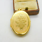 9ct Yellow Gold Floral Pattern Sweetheart Locket Vintage 1982 Birmingham