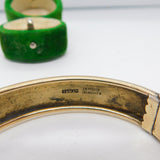 '19ct Gold on Silver' Floral Pattern Cuff Bangle Bracelet Antique c1920 Art Deco