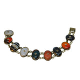 Victorian Scottish Sterling Silver & Cabochon Agate Panel Bracelet Antique