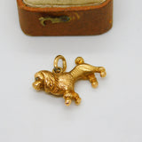 Regency Cast 18ct Yellow Gold Old Cut Diamond Poodle Dog Fob or Charm c1830
