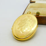 9ct Yellow Gold Floral Pattern Sweetheart Locket Vintage 1982 Birmingham