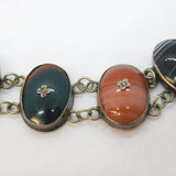 Victorian Scottish Sterling Silver & Cabochon Agate Panel Bracelet Antique