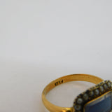 George III 15ct Yellow Gold, Seed Pearl & Locket Mourning Ring Antique c1820