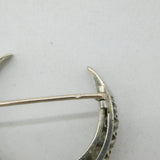 19th Century French Belle Epoque .950 Silver & Paste Crescent Brooch Antique c1880