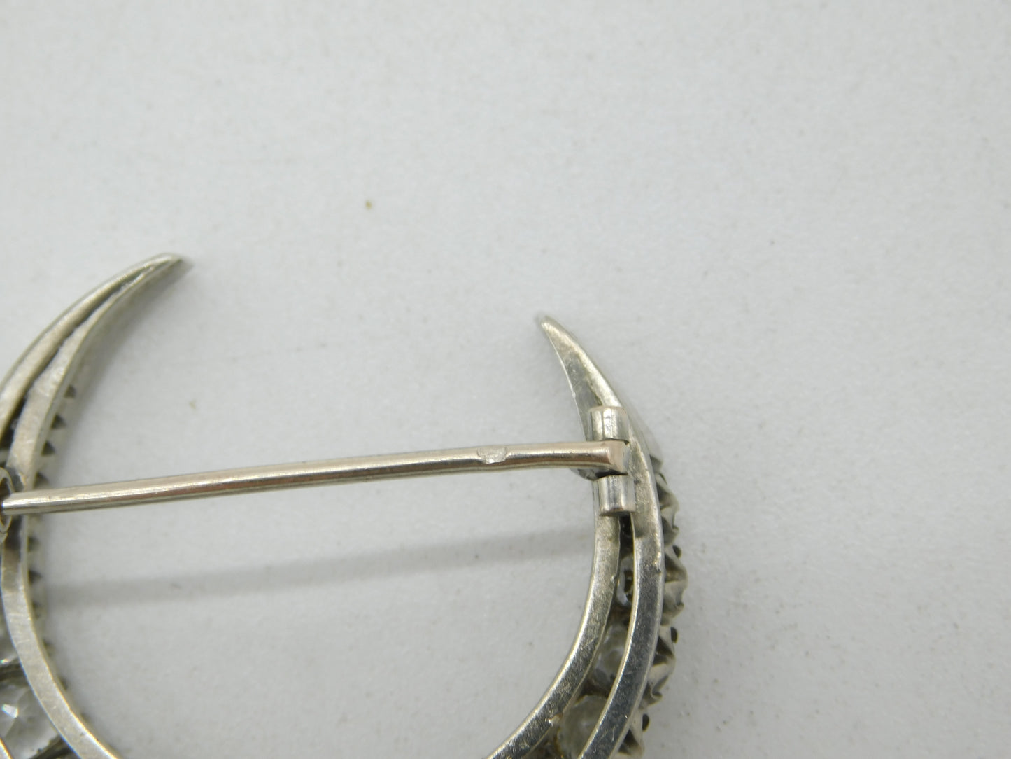 19th Century French Belle Epoque .950 Silver & Paste Crescent Brooch Antique c1880