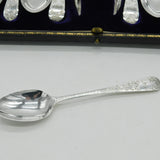 Victorian Sterling Silver Floral Teaspoon & Tongs Set Antique 1898 Sheffield