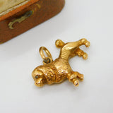 Regency Cast 18ct Yellow Gold Old Cut Diamond Poodle Dog Fob or Charm c1830