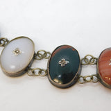 Victorian Scottish Sterling Silver & Cabochon Agate Panel Bracelet Antique
