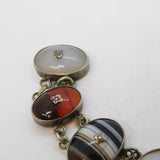 Victorian Scottish Sterling Silver & Cabochon Agate Panel Bracelet Antique