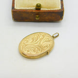 9ct Yellow Gold Floral Acanthus Pattern Locket Pendant Vintage 1990 London