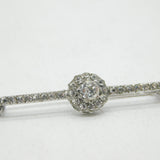 19th Century French .950 Silver Paste Set Floral Bar Brooch Antique c1880