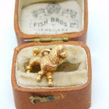 Regency Cast 18ct Yellow Gold Old Cut Diamond Poodle Dog Fob or Charm c1830