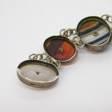 Victorian Scottish Sterling Silver & Cabochon Agate Panel Bracelet Antique