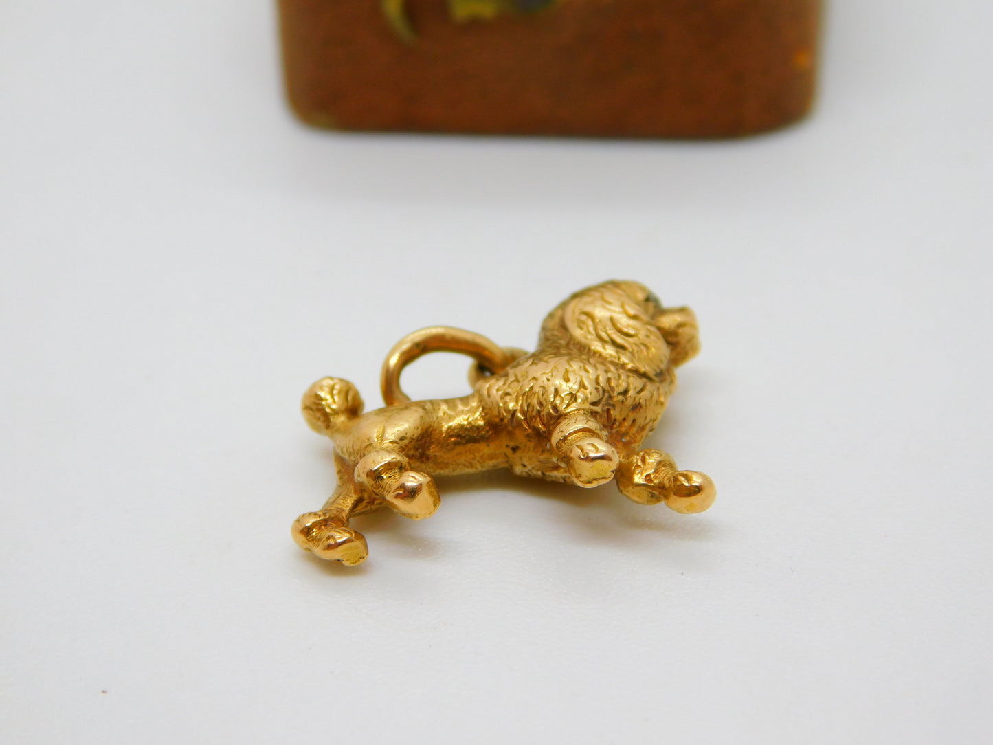 Regency Cast 18ct Yellow Gold Old Cut Diamond Poodle Dog Fob or Charm c1830