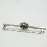 19th Century French .950 Silver Paste Set Floral Bar Brooch Antique c1880