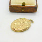 9ct Yellow Gold Floral Acanthus Pattern Locket Pendant Vintage 1990 London