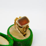 18th Century French Revolution Interest 18ct Yellow Gold Carnelian Rat in the Guillotine Intaglio Ring c1790