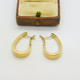 9ct Yellow Gold Oval Form Sleeper Hoop Earrings Vintage c1980