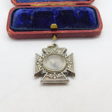 Victorian Sterling Silver Cross Form Compass Fob Pendant c1880 Antique