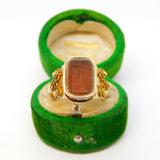 18th Century French Revolution Interest 18ct Yellow Gold Carnelian Rat in the Guillotine Intaglio Ring c1790