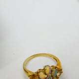 9ct Yellow Gold, Diamond & Water Opal Cluster Ring Vintage Birmingham